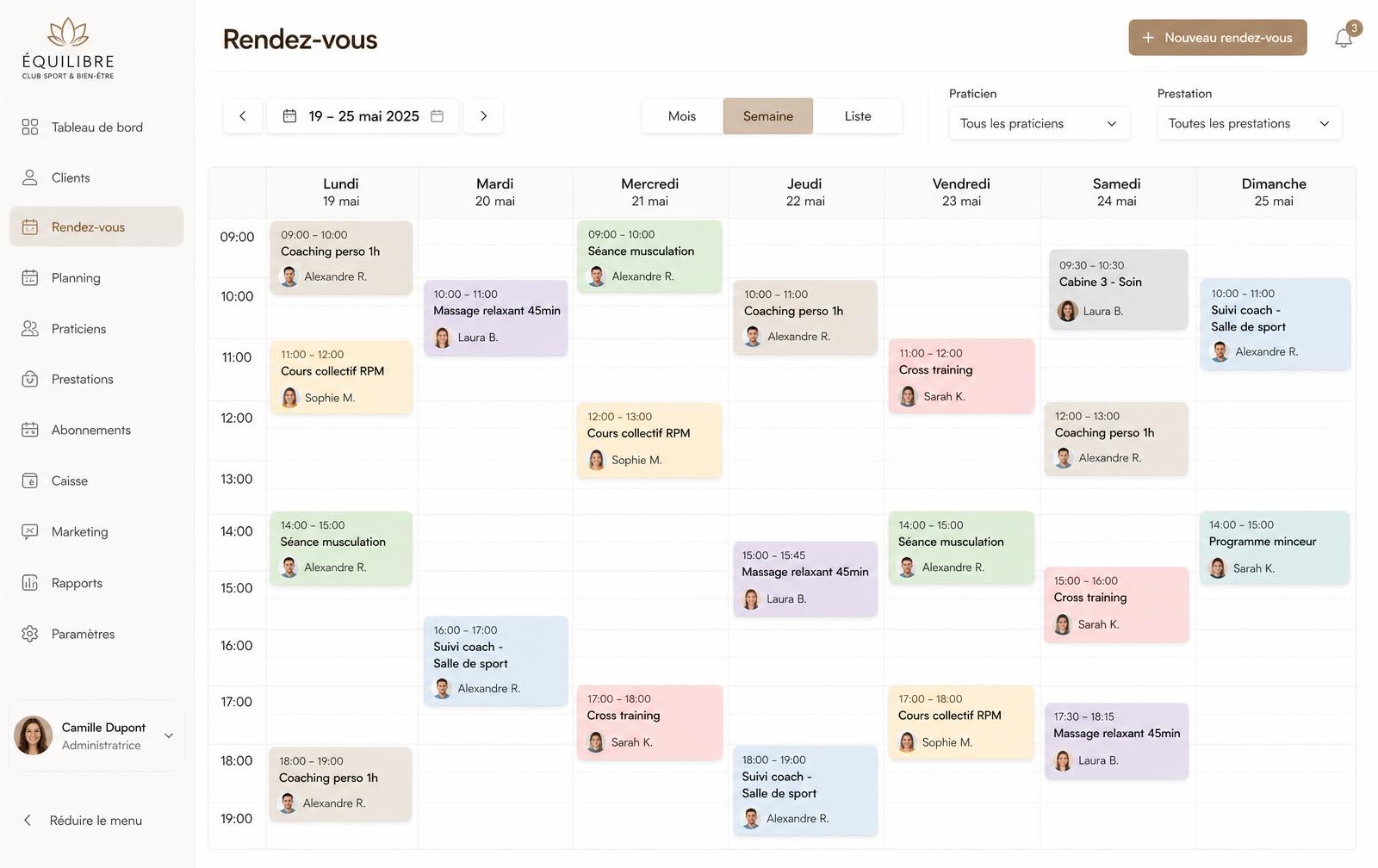 Calendrier des rendez-vous Nexora